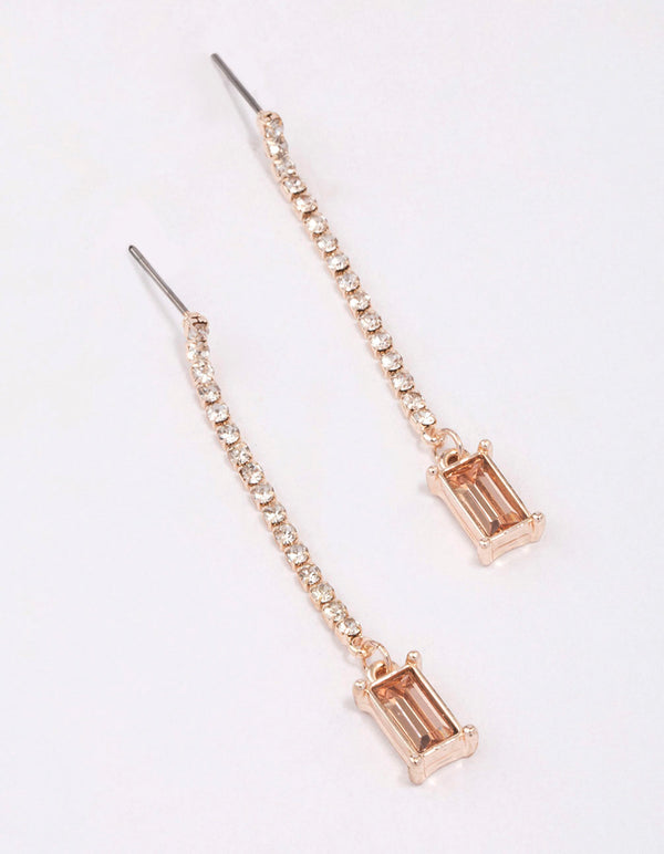 Rose Gold Cupchain Radiant Drop Earrings