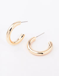 Gold Plain Medium Thick Hoop Earrings - link has visual effect only
