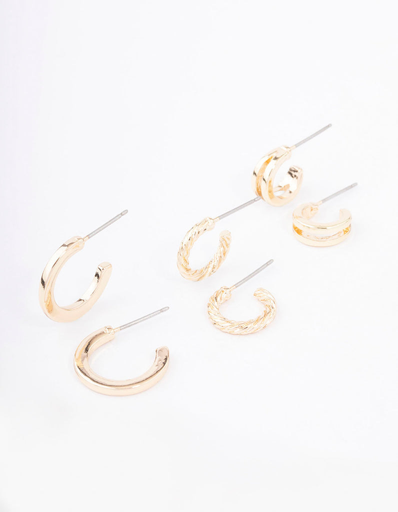 Gold Twisted Illusion Earring 3-Pack