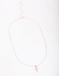 Rose Gold Diamante Cross Short Necklace - link has visual effect only