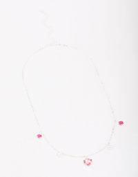 Silver Pearl & Diamante Heart Necklace - link has visual effect only