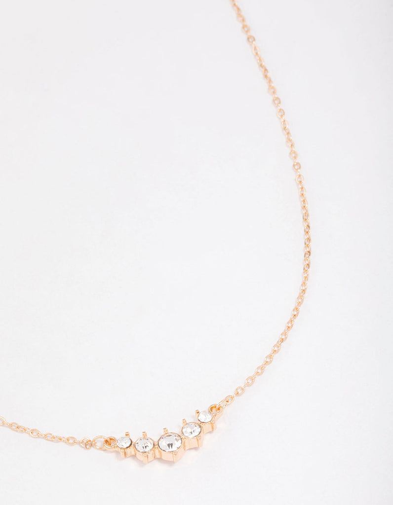 Gold Graduating Diamante Chain Necklace