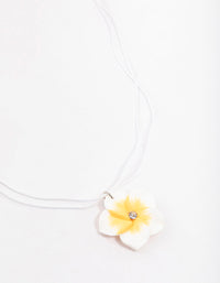 Rhodium Rope Diamante Frangipani Short Necklace - link has visual effect only