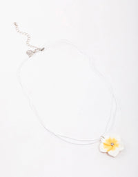 Rhodium Rope Diamante Frangipani Short Necklace - link has visual effect only