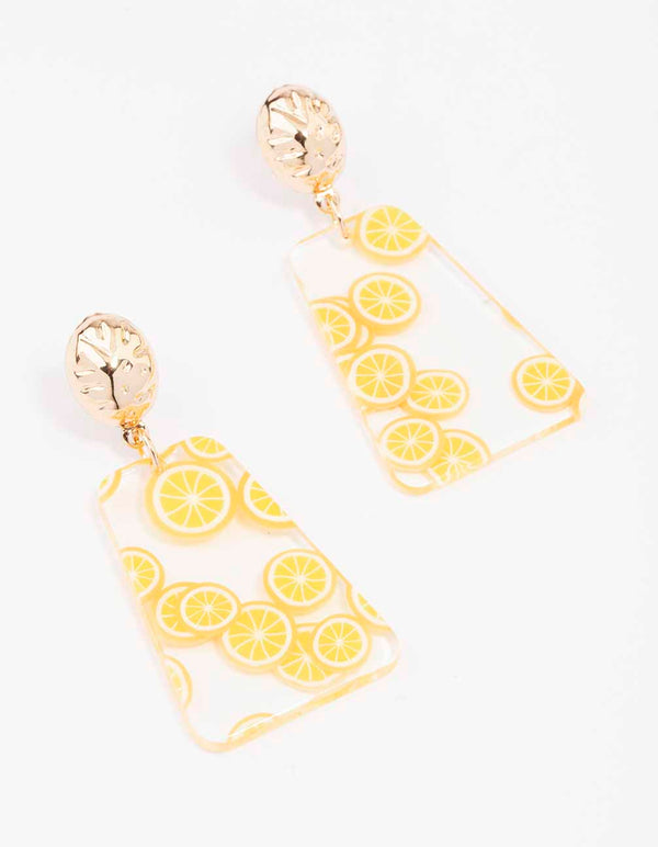 Yellow Textured Lemon Drop Earrings