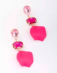 Pink Pear & Rectangle Diamante Petal Drop Earrings - link has visual effect only