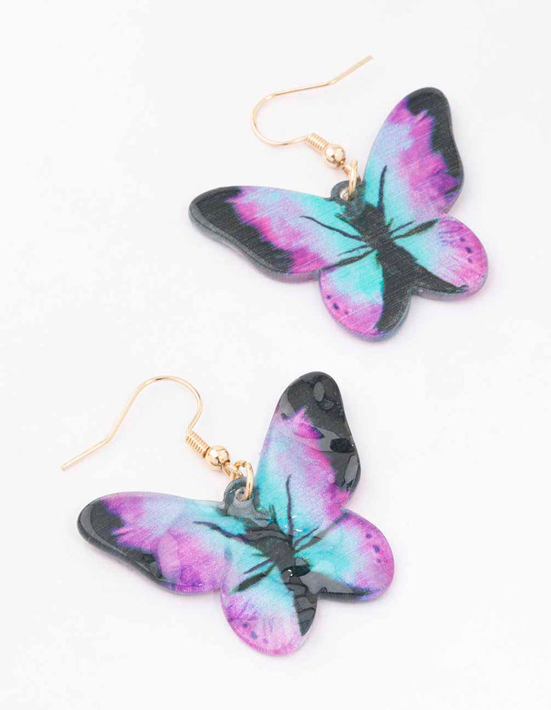 Ombre Butterfly Drop Earrings