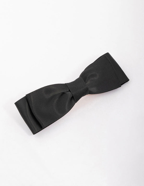 Black Fabric Double Layer Bow Hair Clip