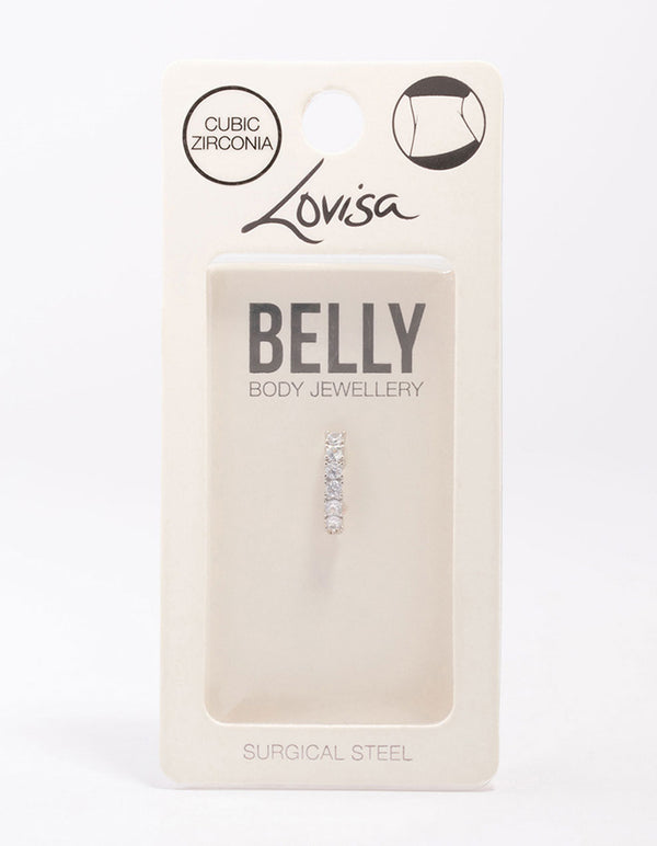 Surgical Steel Round Cubic Zirconia Curve Belly Ring