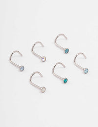 Surgical Steel Blue Mermaid Nose Piercing 6-Pack - link has visual effect only