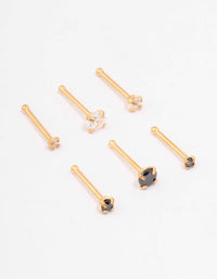 Gold Plated Surgical Steel Graduating Nose Stud 6-Pack - link has visual effect only