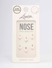 Gold Plated Surgical Steel Graduating Nose Stud 6-Pack - link has visual effect only