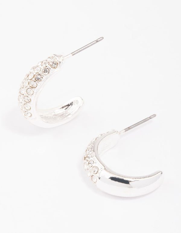 1.2mm Pave Moissanite Hoop Earrings For Women - 925 Sterling Silver With GRA Certificate (0.464 CTW, D Color VVS1)