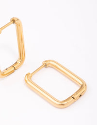 Gold Plated Stainless Steel Small Rectangular Hoop Earrings - link has visual effect only