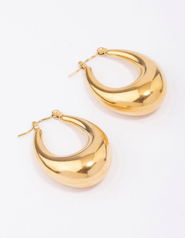 Gold Plated Stainless Steel Full Loop Hoop Earrings
