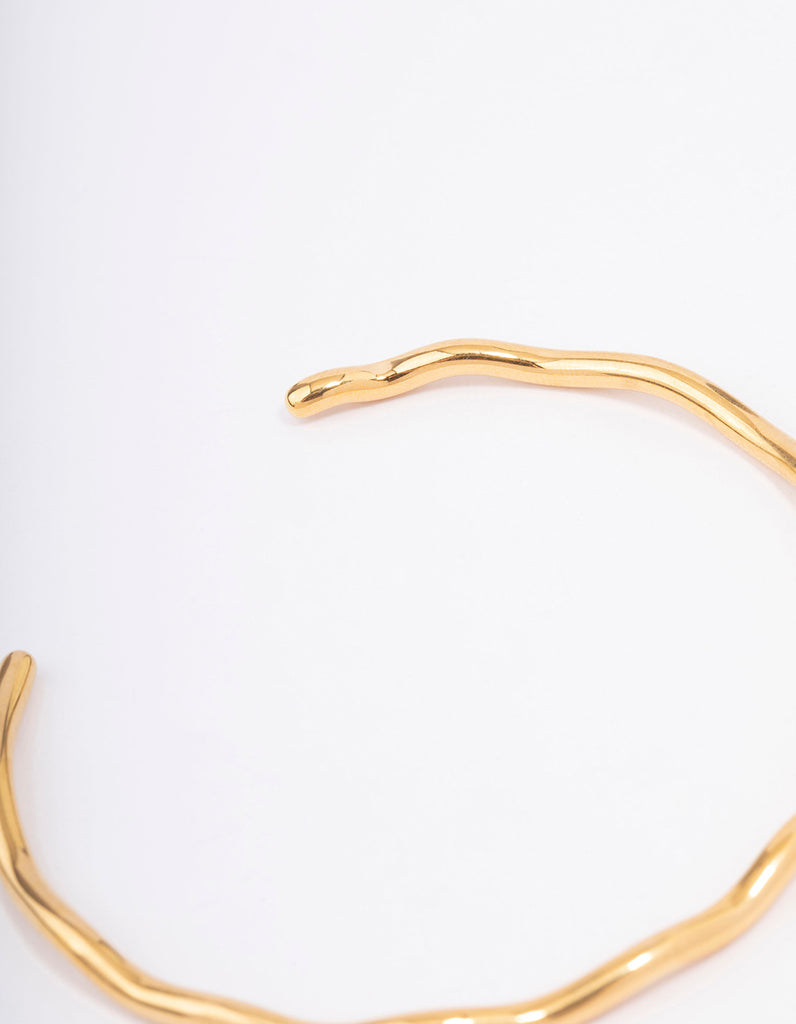 Gold Plated Stainless Steel Mini Wave Wrist Cuff