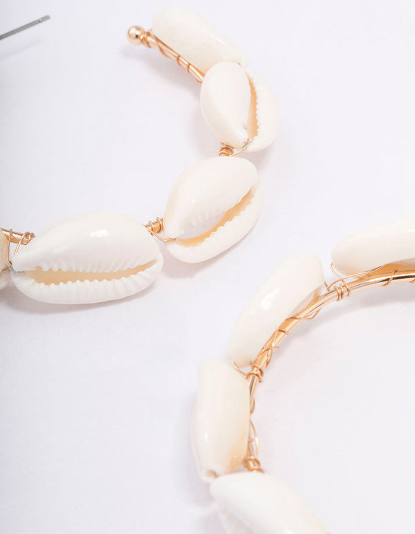 Genuine Shell Large Hoop Earrings