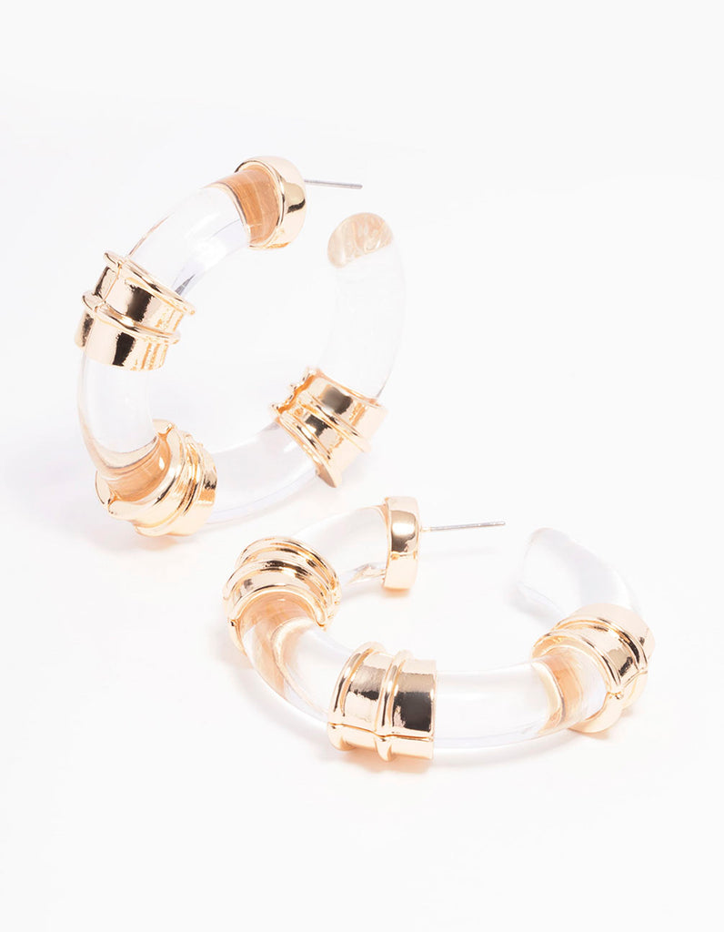 Gold Transparent Large Hoop Earrings