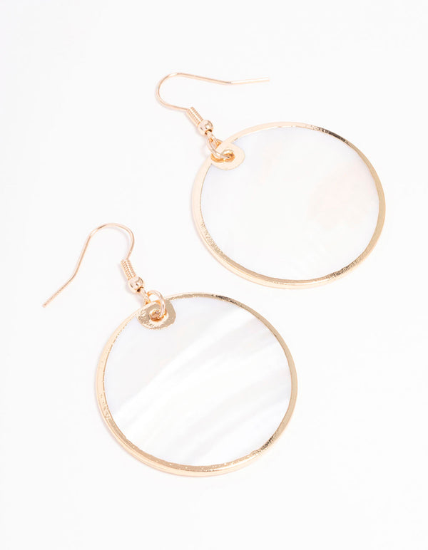 Gold Genuine Shell Disc Drop Earrings