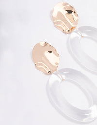 Gold Disc Transparent Drop Earrings - link has visual effect only
