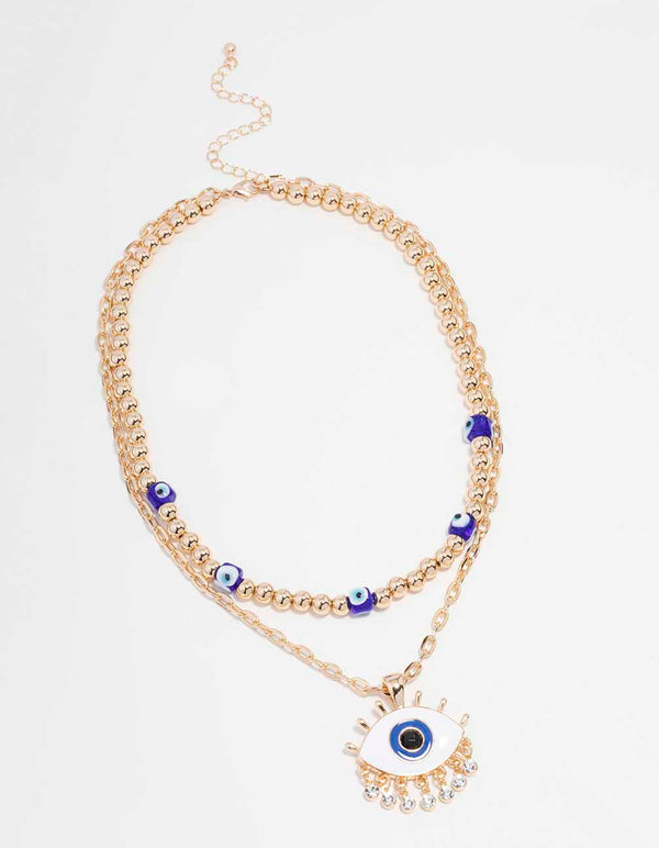 Gold Evil Eye Layered Necklace
