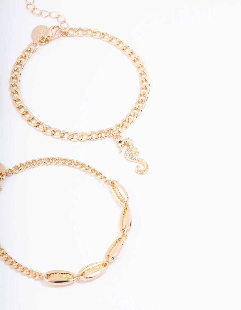 Gold Pearl Anklet & Bracelet 3-Pack