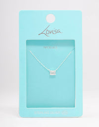 Sterling Silver Cubic Zirconia Emerald Cut Necklace - link has visual effect only