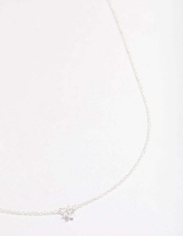Sterling Silver Cubic Zirconia Dainty Pendant Necklace