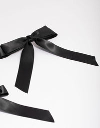 Black Fabric Medium Double Loop Hair Bow Clip Pack - link has visual effect only