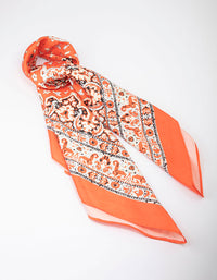 Orange Fabric Rustic Paisley Scarf - link has visual effect only