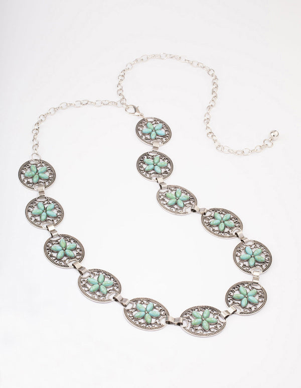 Silver Floral Ornate Boho Belt