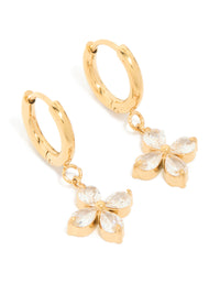 Gold Plated Surgical Steel Flower Huggie Hoop Earrings - link has visual effect only