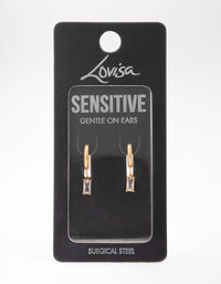 Gold Plated Surgical Steel Square Cubic Zirconia Hoop Earrings - link has visual effect only