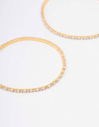 Gold Plated Alternating Mini Cubic Zirconia Pearl Bangle - link has visual effect only