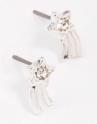 Silver Diamante Shining Star Stud Earrings - link has visual effect only