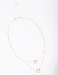 Rose Gold Double Diamante Open Heart Necklace - link has visual effect only