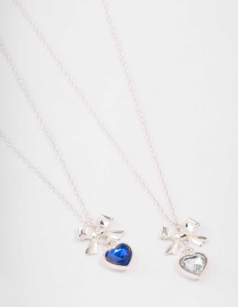 Silver Heart & Bow Necklace Pack