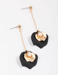 Gold & Black Petal Drop Earrings - link has visual effect only