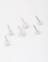 Silver Graduating Diamante Stud Earring 3-Pack - link has visual effect only