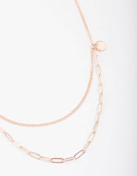 Rose Gold Curb & Cable Layered Necklace - link has visual effect only