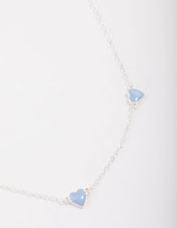 Silver Blue Enamel Heart Chain Necklace - link has visual effect only