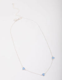 Silver Blue Enamel Heart Chain Necklace - link has visual effect only