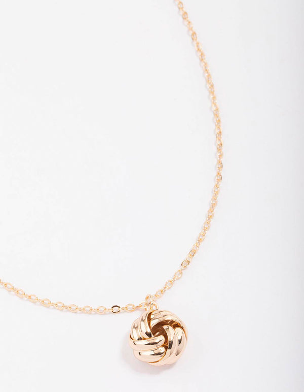 Gold Open Rope Knotted Pendant Necklace