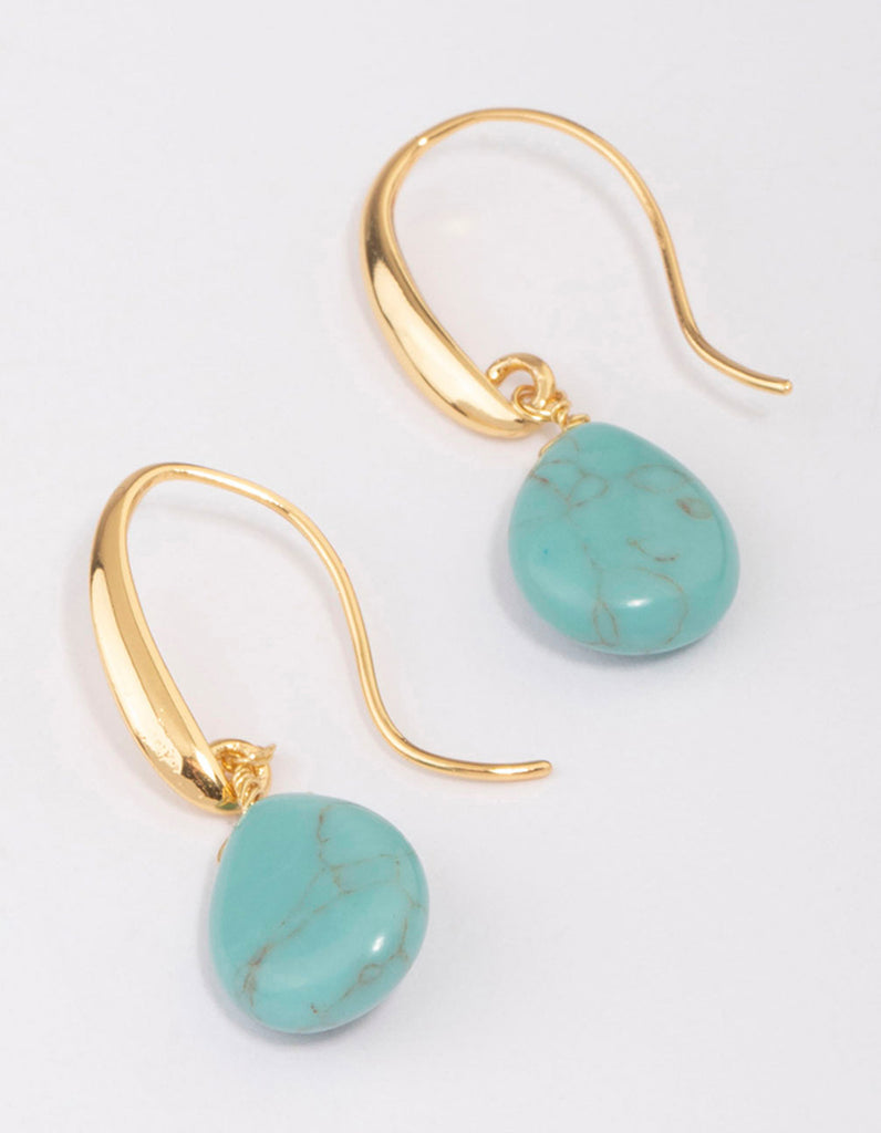 Gold Plated Turqouise Drop Earrings