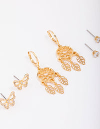Gold Plated Dream Catcher Earring 3-Pack - link has visual effect only