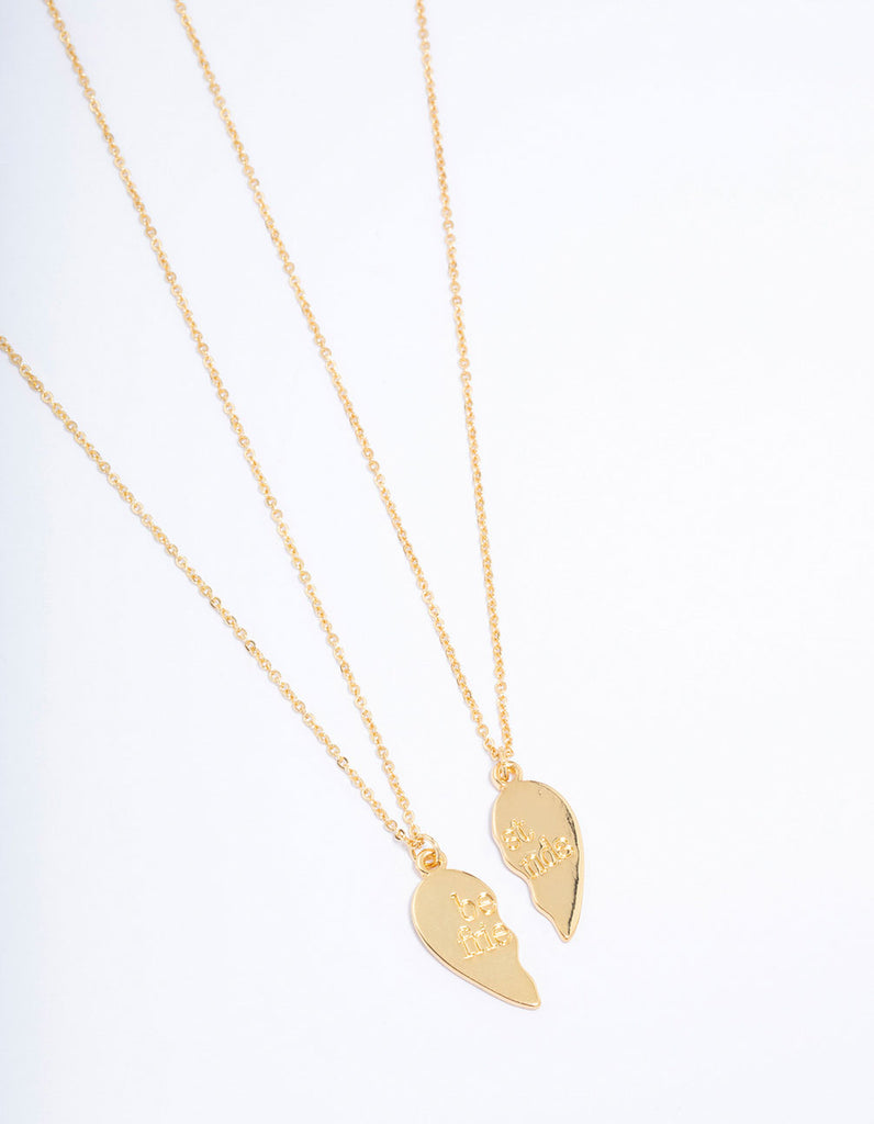 Gold Plated Best Friend Heart Pendant Necklace Pack