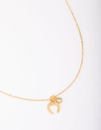 Gold Plated Horseshoe Cubic Zirconia Pendant Necklace - link has visual effect only