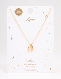 Gold Plated Horseshoe Cubic Zirconia Pendant Necklace - link has visual effect only