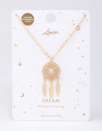 Gold Plated Dream Catcher Pendant Necklace - link has visual effect only