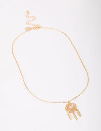Gold Plated Dream Catcher Pendant Necklace - link has visual effect only